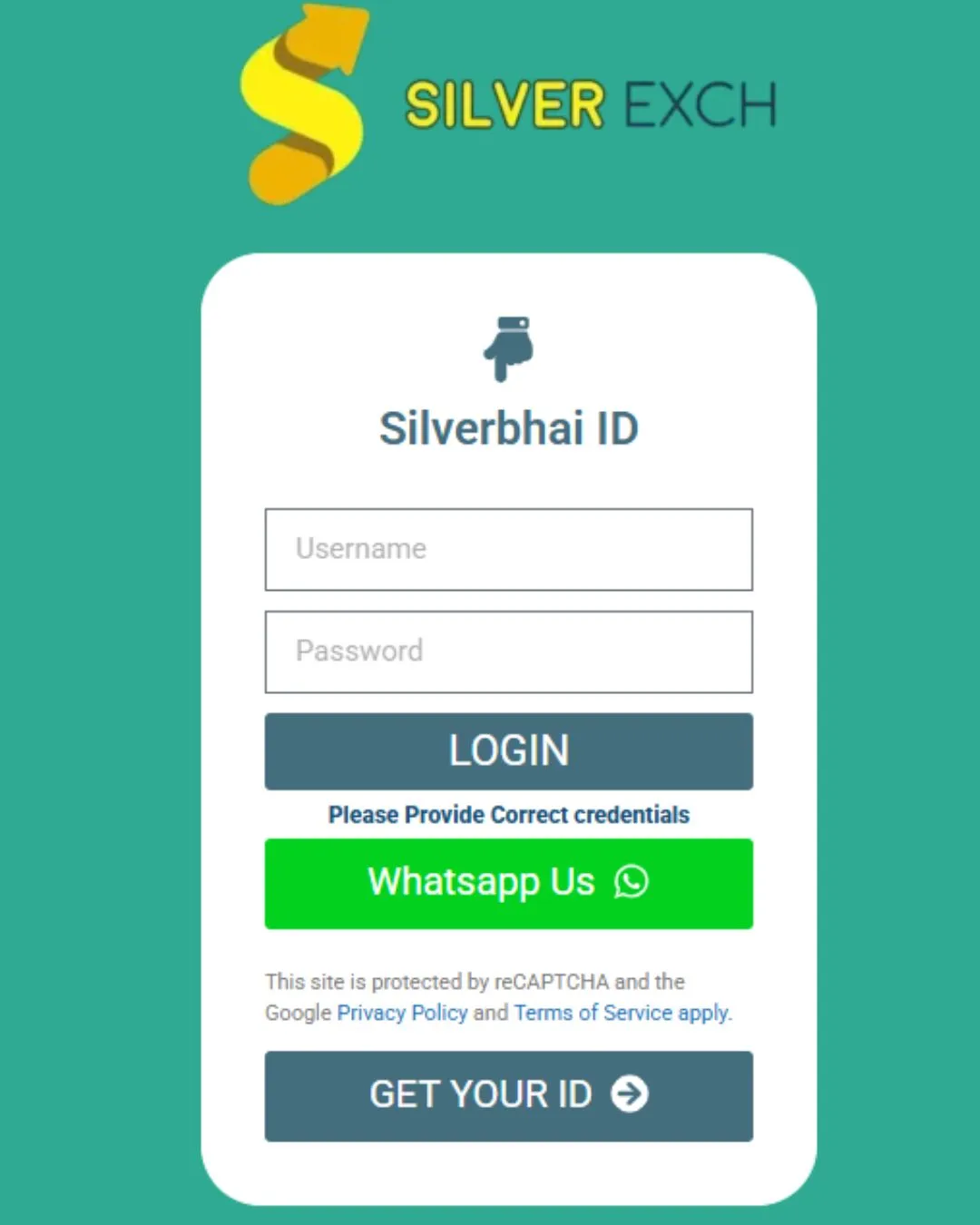 Silver Exchange bhai Login panel